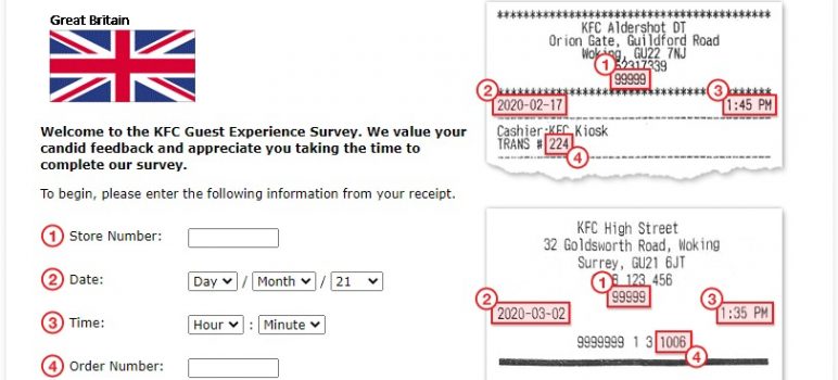 KFC Great Britain Guest Survey on YourKFC.co.uk
